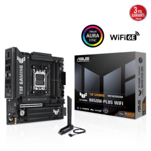 ASUS TUF GAMING B850M-PLUS WIFI, 4xDDR5, 3x M.2, HDMI, DP, Type-C, Wi-Fi 6E, Bluetooth v5.3, AM5 Soket GAMING Anakart