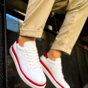 Ch979 Santoni Gbt Spor Erkek Ayakkabı Beyaz/Kırmızı