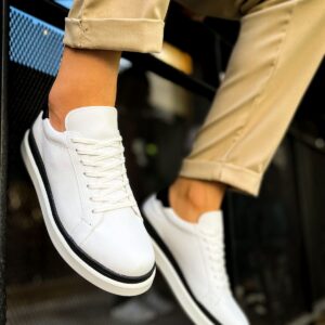 Ch979 Santoni Gbt Spor Erkek Ayakkabı Beyaz/Sıyah