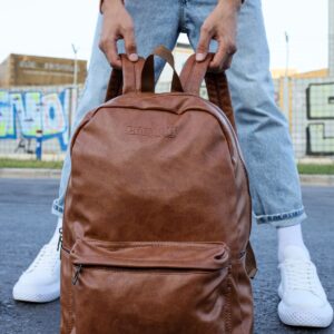 Cnt006 Cilt Deri Erkek Sırt Çantası Taba