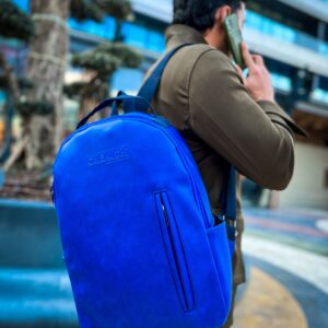 Cnt104 Cilt Erkek Sırt Çantası Mavı