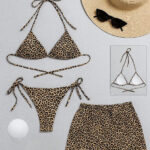Kadın 3'lü Set Leopar Desenli Şortlu ve Yandan Bağlamalı Bikini Mayo Takımı – Modern, Konforlu ve Günlük Kombinlere Uygun