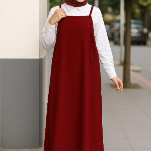 Kadın Bordo Basic Ayarlanabilir Askılı Jile Elbise – Şık, Rahat Ve 4 Mevsim Kullanıma Uygun