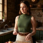 Kadın Haki Yeşili Kolsuz Balıkçı Yaka Basic Bluz