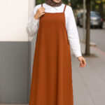 Kadın Kahverengi Basic Ayarlanabilir Askılı Jile Elbise – Şık, Rahat Ve 4 Mevsim Kullanıma Uygun
