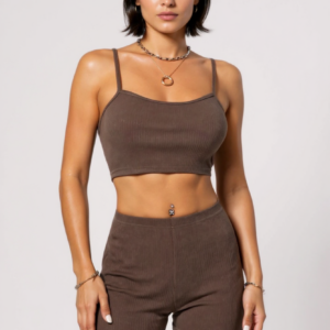 Kadın Kahverengi Şortlu Kaşkorse Gecelik Takım – Modern, Konforlu Ve Günlük Kombinlere Uygun