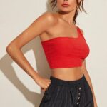 Kadın Kırmızı Tek Omuz Crop Büstiyer – Modern Ve Şık Tasarım