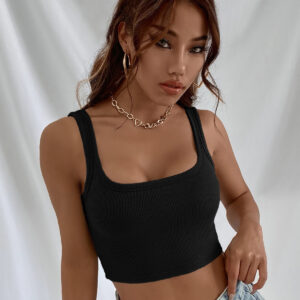 Kadın Siyah Kalın Askılı Crop Top Büstiyer – Modern Ve Şık Tasarım