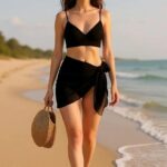 Kadın Siyah Transparan Belden Bağlamalı Pareo – Modern Ve Şık Tasarım